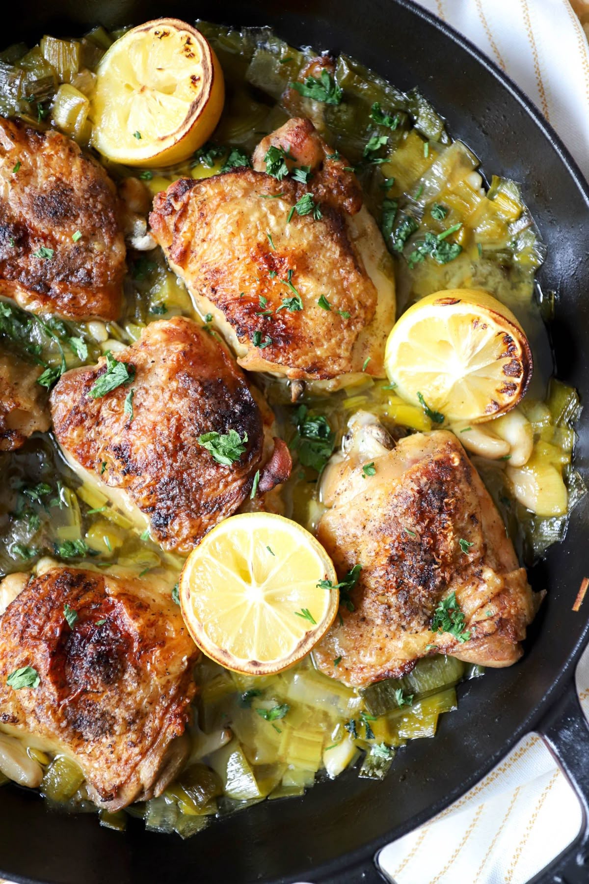 Lemon Leek Chicken Thighs