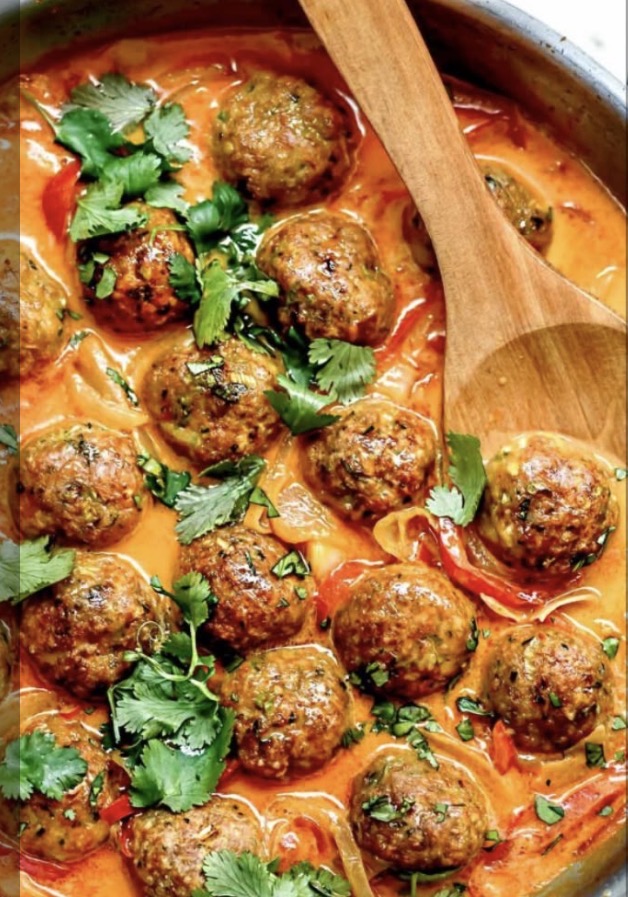 Thai Turkey Meatballs In Coconut Red Curry Sauce