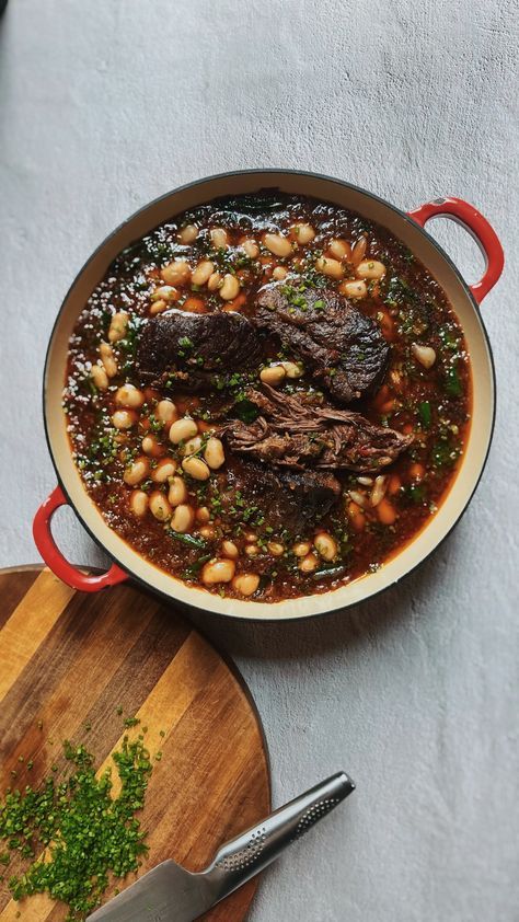 Warm Spiced Beef Chuck & Butter Beans • 33g Protein • Beef chuck braised in a spiced tomato sauce with ginger and cardamom, finished with butter beans.