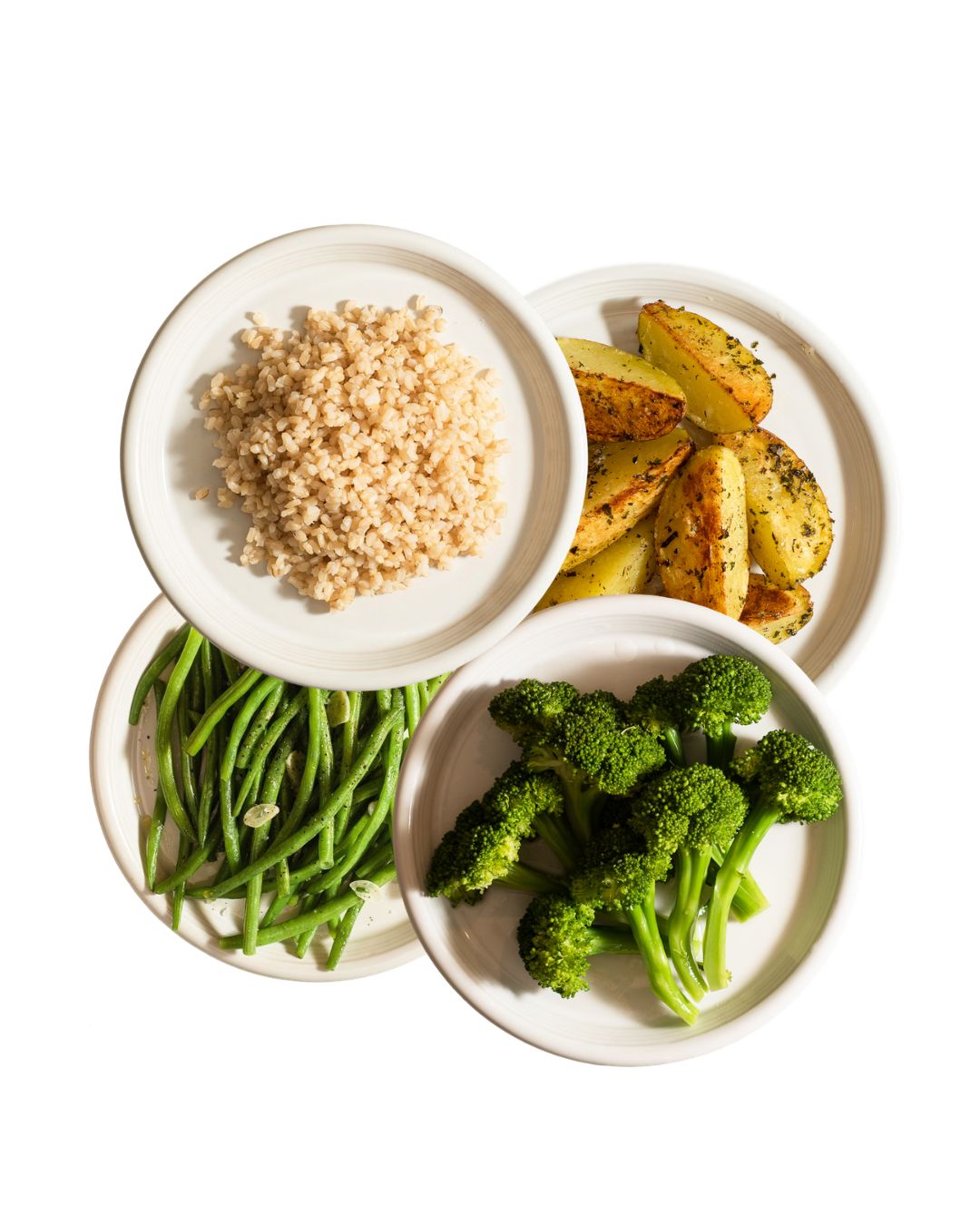 The Harvest Bowl — Garlic Parmesan Potatoes, Brown Rice, Broccoli, Green Beans